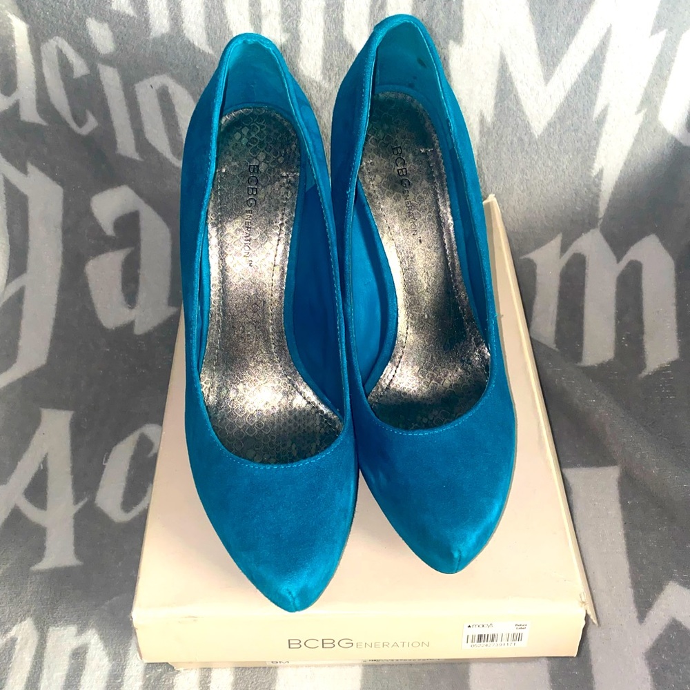 BCBGeneration Teal Suede Stilettos - Size 9